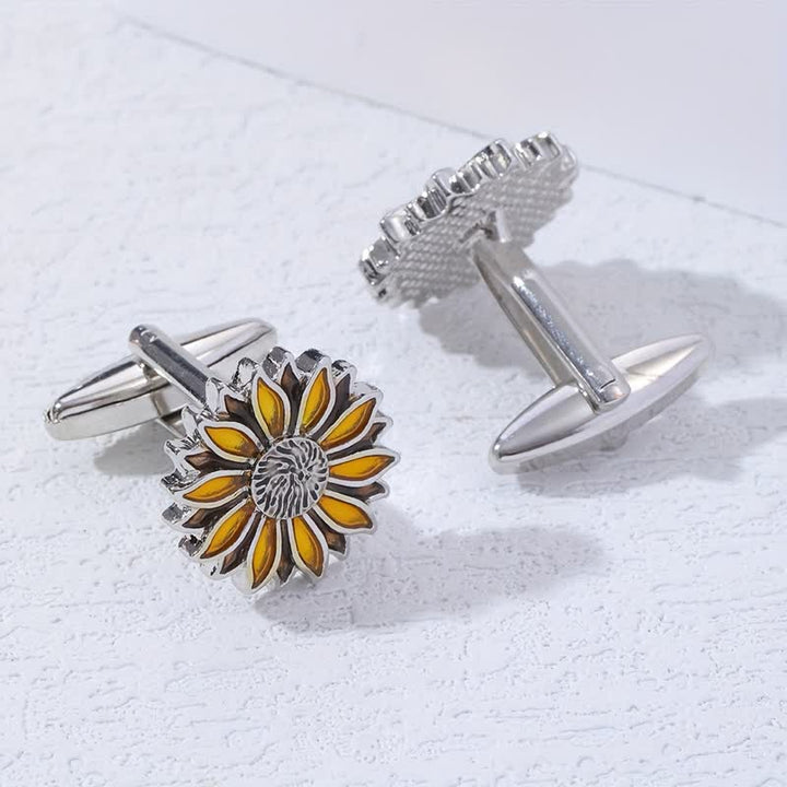 Gemelli da uomo con fiore giallo girasole - image 3