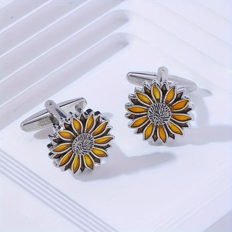 Gemelli da uomo con fiore giallo girasole - image 4