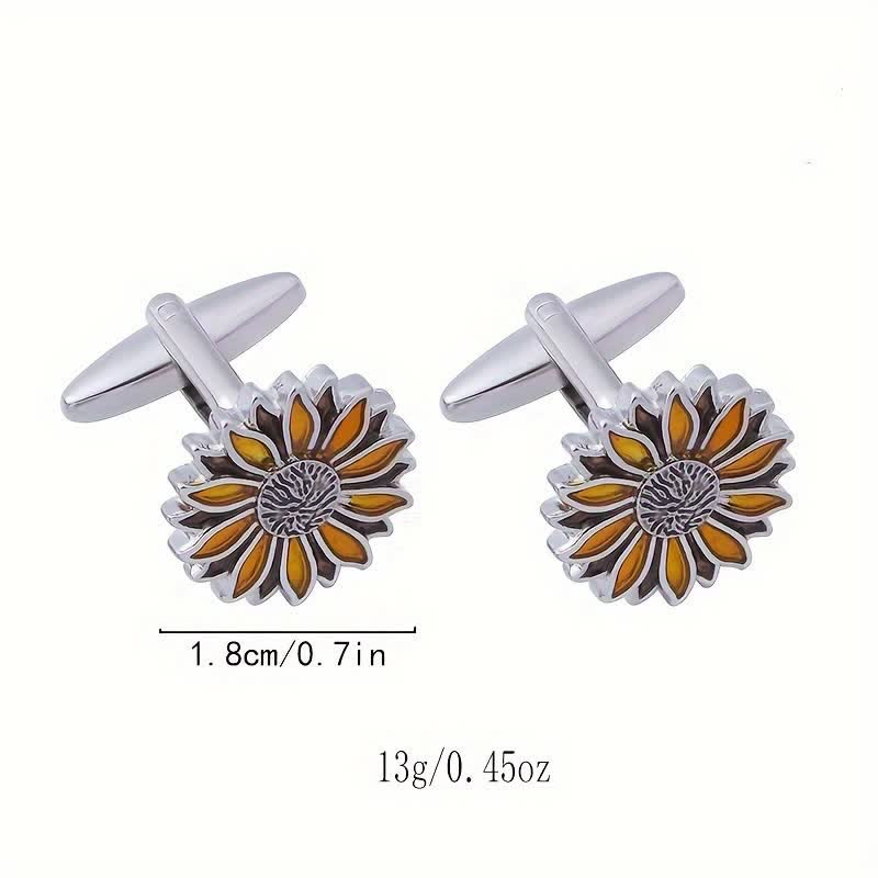 Gemelli da uomo con fiore giallo girasole - image 6