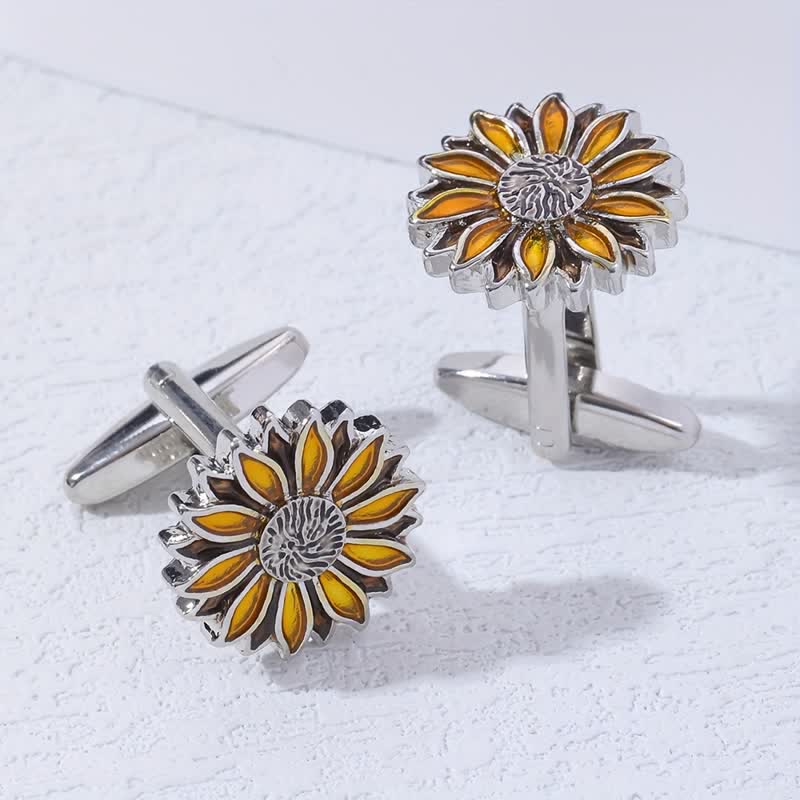 Gemelli da uomo con fiore giallo girasole - Giallo - image 0