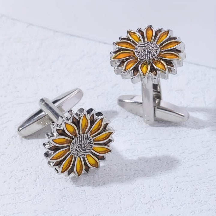 Gemelli da uomo con fiore giallo girasole - Giallo - image 0