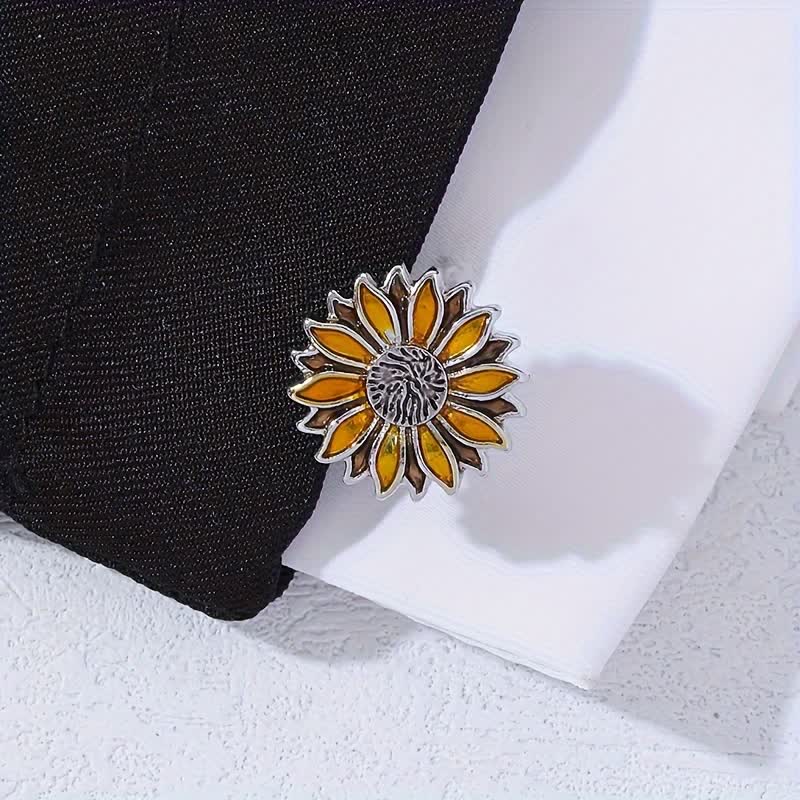 Gemelli da uomo con fiore giallo girasole - image 1