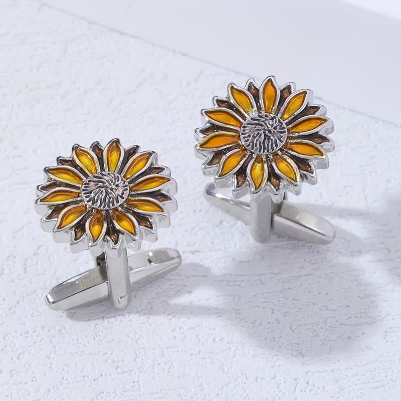 Gemelli da uomo con fiore giallo girasole - image 2