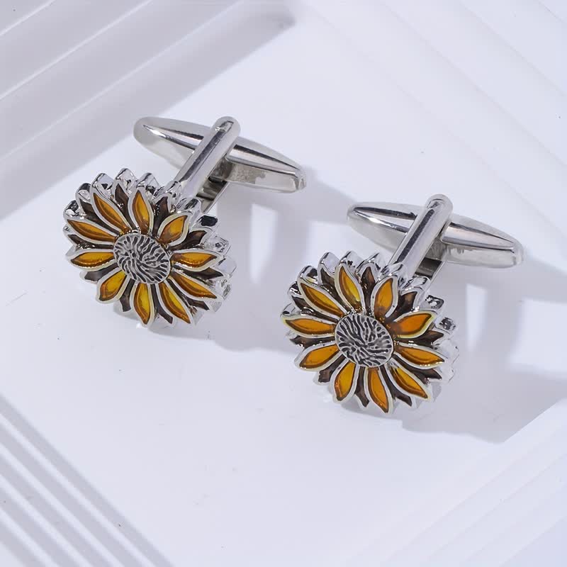 Gemelli da uomo con fiore giallo girasole - image 5