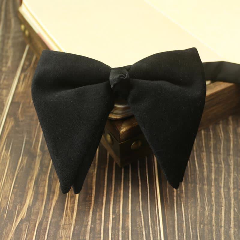 Papillon da sposa a punta oversize in velluto da uomo - Nero #2 - image 12