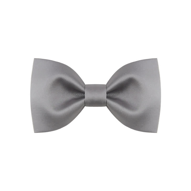 Papillon da sposa classico semplice da uomo, tinta unita - Stile n. 1 - Grigio - image 11