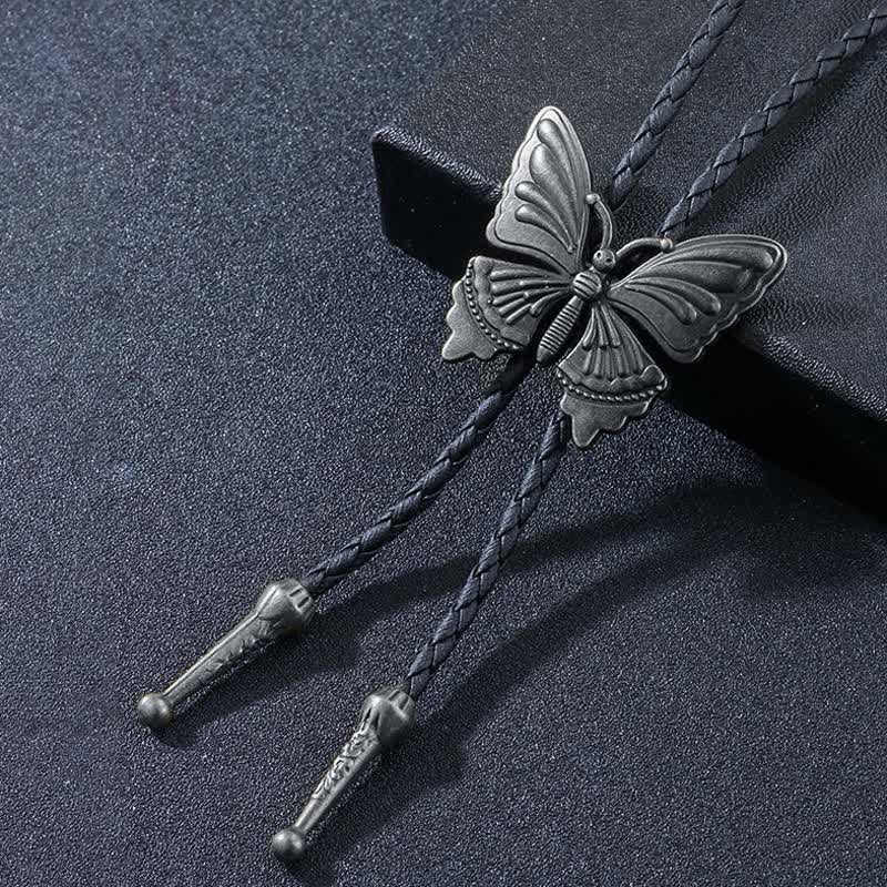 Cravatta Bolo intrecciata con farfalla da ballo affascinante - Argento antico - image 5