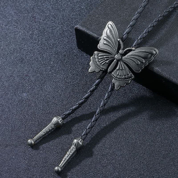 Cravatta Bolo intrecciata con farfalla da ballo affascinante - Argento antico - image 5