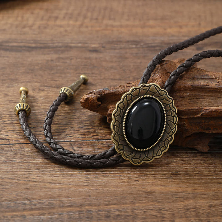Stupenda replica Western Stone Bolo Tie - Ossidiana - image 4