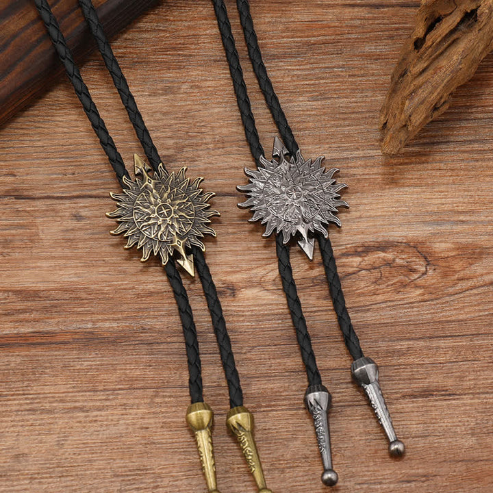 Cravatta Bolo Vintage con Motivo a Freccia e Girasole