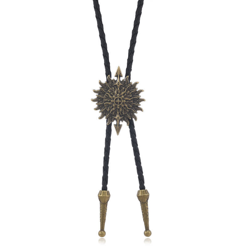 Cravatta Bolo Vintage con Motivo a Freccia e Girasole