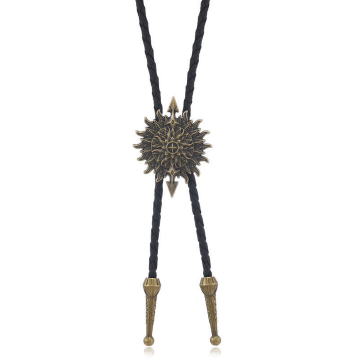 Cravatta Bolo Vintage con Motivo a Freccia e Girasole