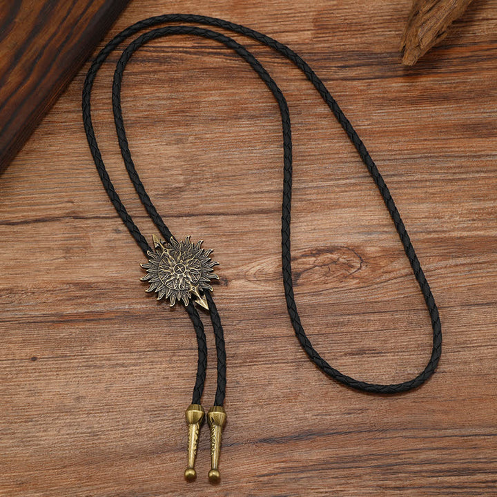 Cravatta Bolo Vintage con Motivo a Freccia e Girasole