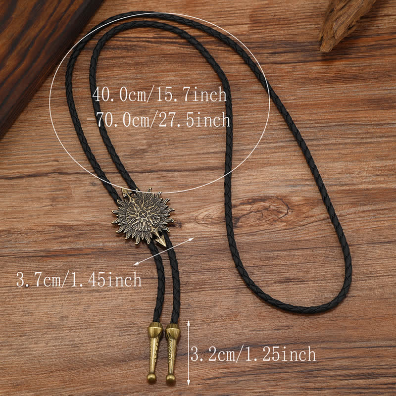 Cravatta Bolo Vintage con Motivo a Freccia e Girasole