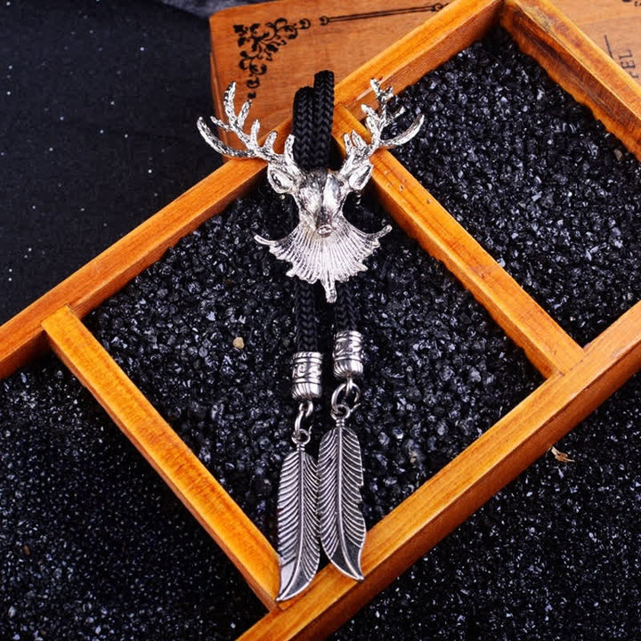 Cravatta Bolo con ciondolo a forma di testa di cervo, realizzata artigianalmente e con delicatezza - Argento - image 0