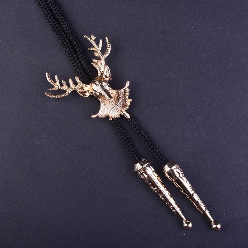 Cravatta Bolo con ciondolo a forma di testa di cervo, realizzata artigianalmente e con delicatezza - Oro - image 3