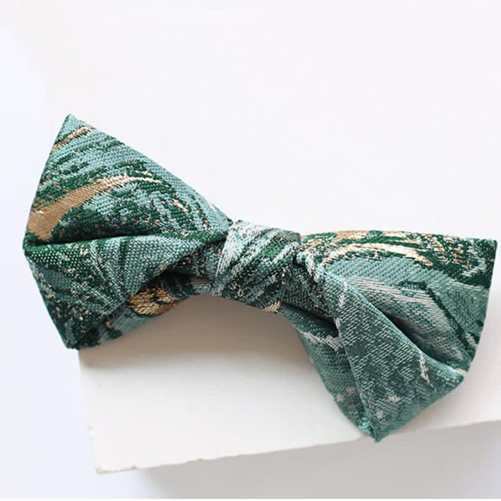 Papillon da uomo con accenti dorati e verde mare chiaro per matrimonio