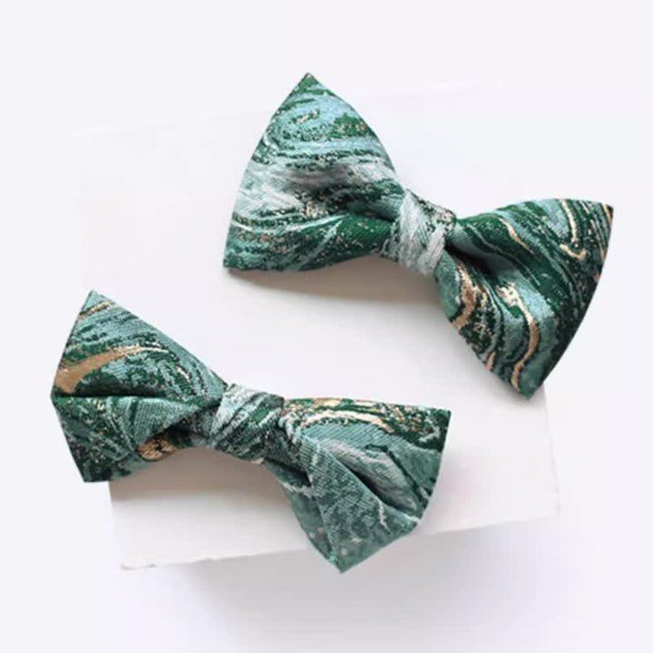 Papillon da uomo con accenti dorati e verde mare chiaro per matrimonio