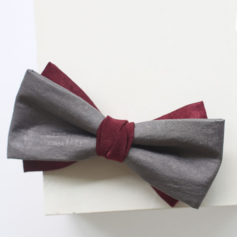 Papillon doppio strato bordeaux e grigio da uomo