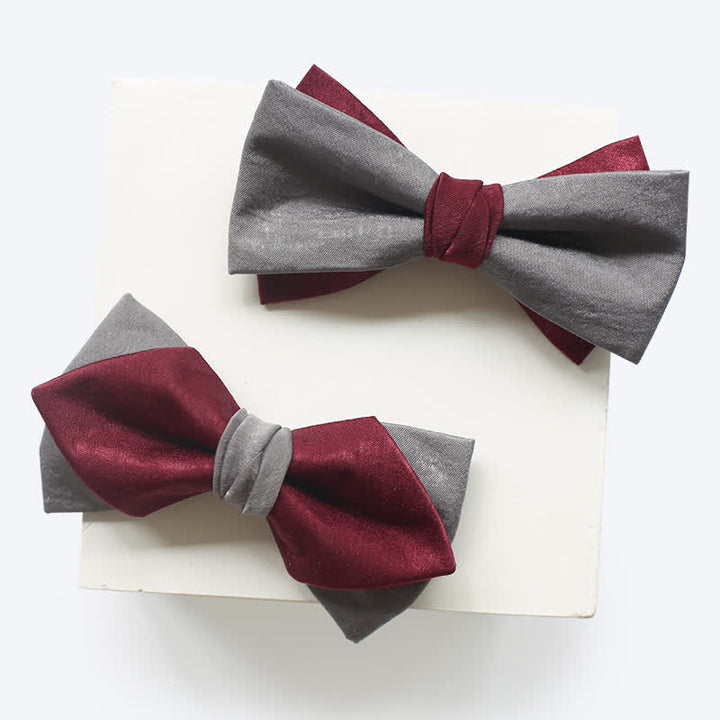 Papillon doppio strato bordeaux e grigio da uomo