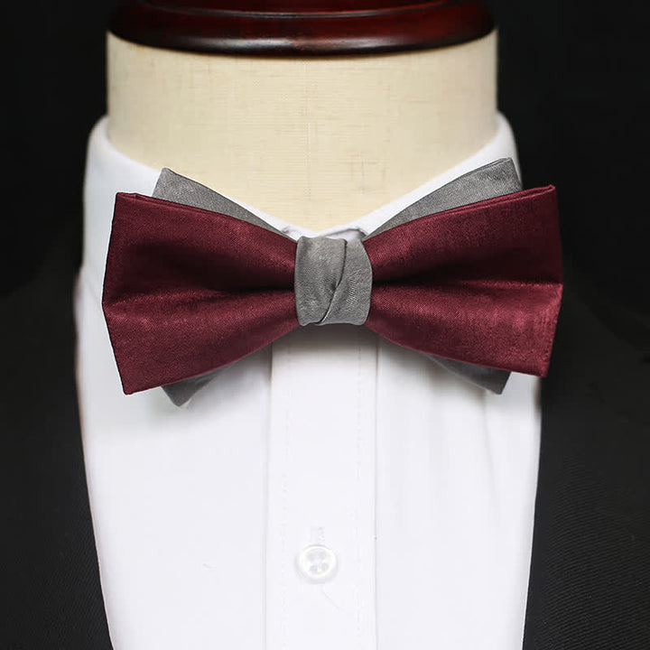 Papillon doppio strato bordeaux e grigio da uomo