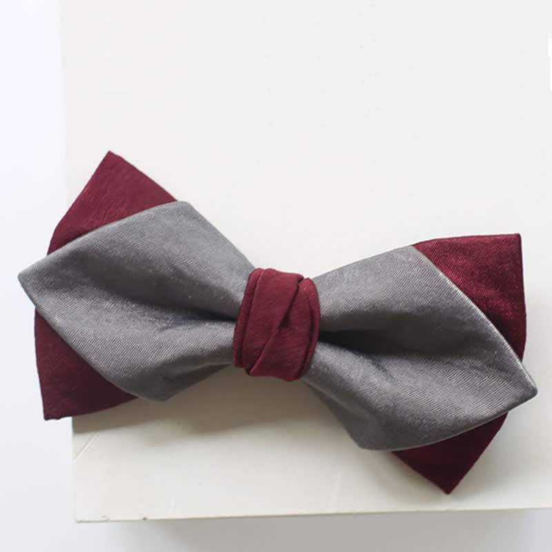 Papillon doppio strato bordeaux e grigio da uomo - image 9