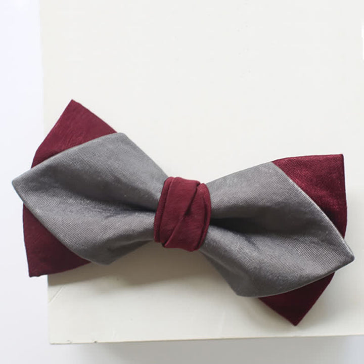 Papillon doppio strato bordeaux e grigio da uomo - image 9