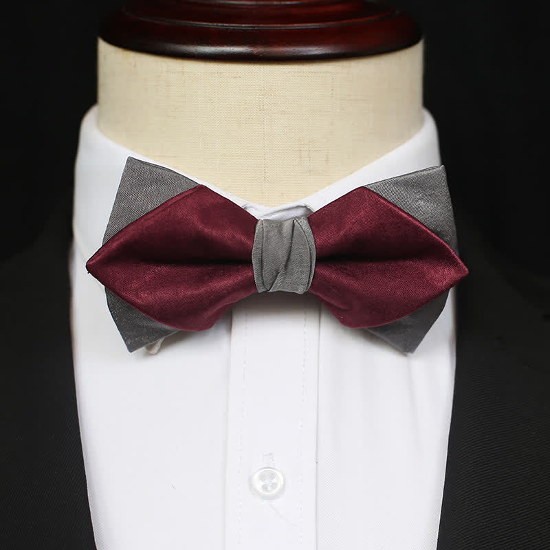 Papillon doppio strato bordeaux e grigio da uomo