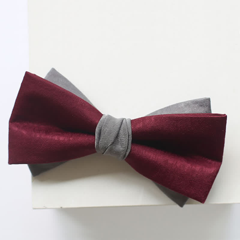Papillon doppio strato bordeaux e grigio da uomo