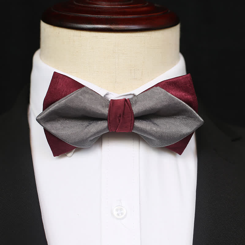 Papillon doppio strato bordeaux e grigio da uomo