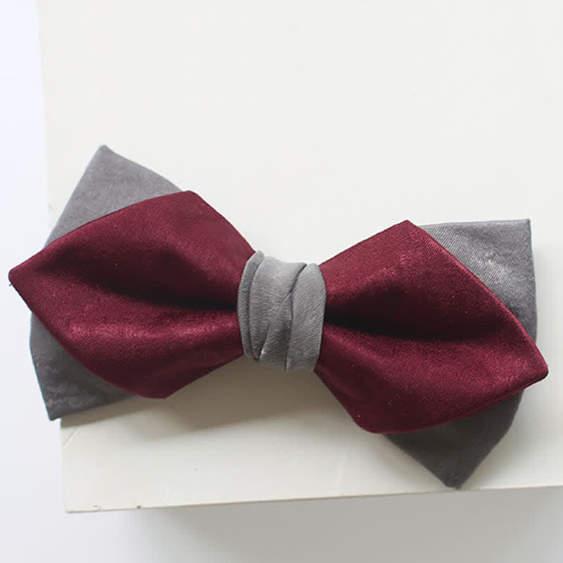 Papillon doppio strato bordeaux e grigio da uomo - image 7