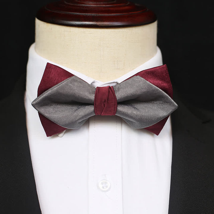 Papillon doppio strato bordeaux e grigio da uomo - Stile n. 4 - image 8