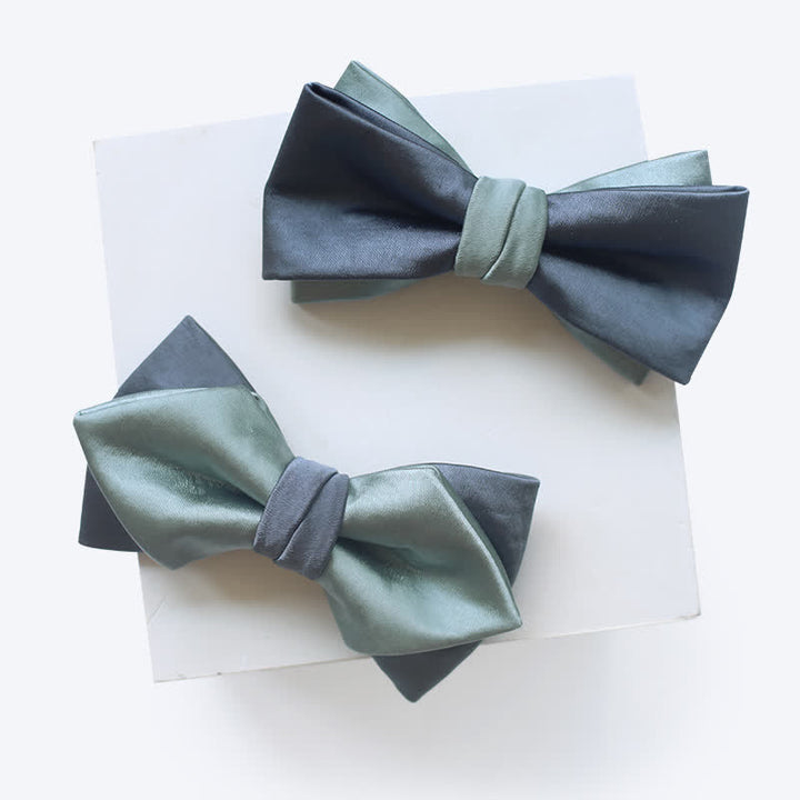 Papillon doppio strato grigio-blu verde pallido da uomo