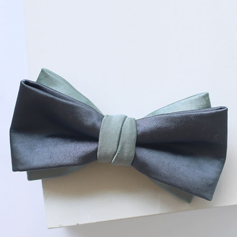 Papillon doppio strato grigio-blu verde pallido da uomo