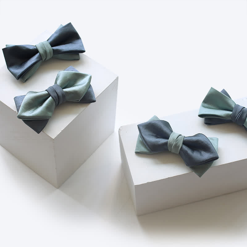 Papillon doppio strato grigio-blu verde pallido da uomo