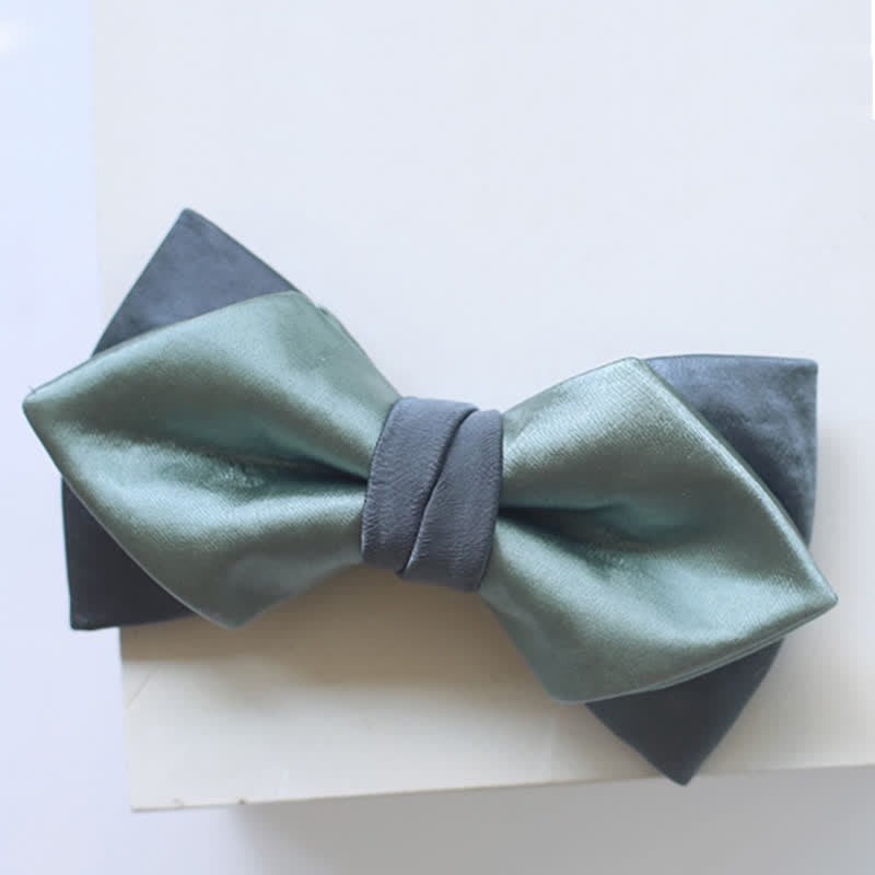 Papillon doppio strato grigio-blu verde pallido da uomo