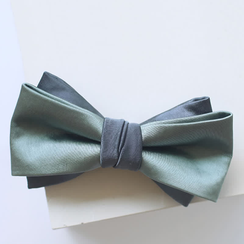Papillon doppio strato grigio-blu verde pallido da uomo