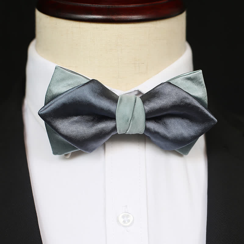 Papillon doppio strato grigio-blu verde pallido da uomo