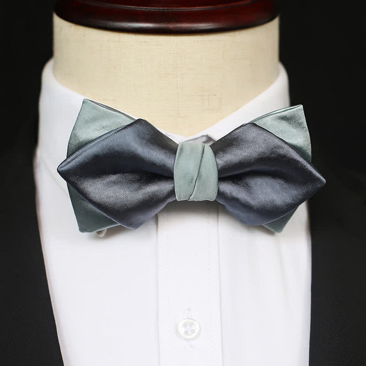 Papillon doppio strato grigio-blu verde pallido da uomo