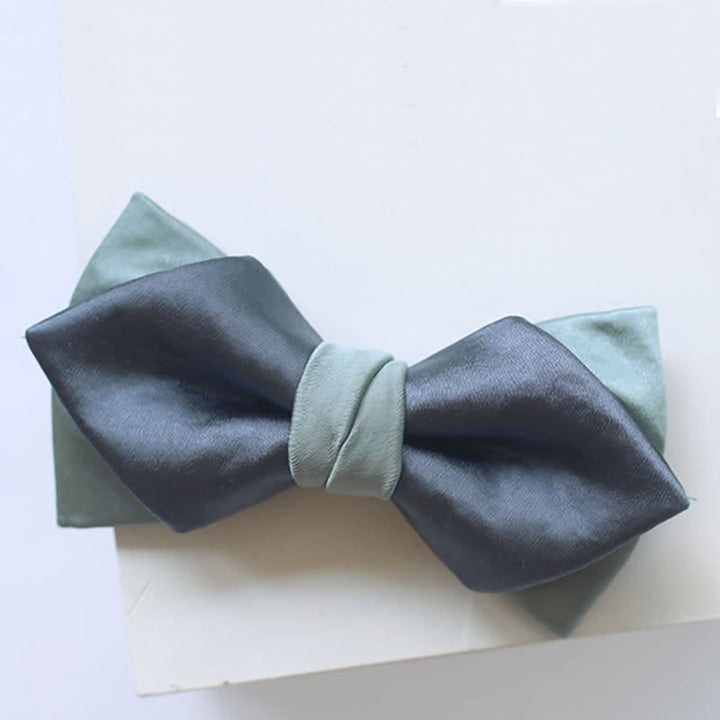 Papillon doppio strato grigio-blu verde pallido da uomo