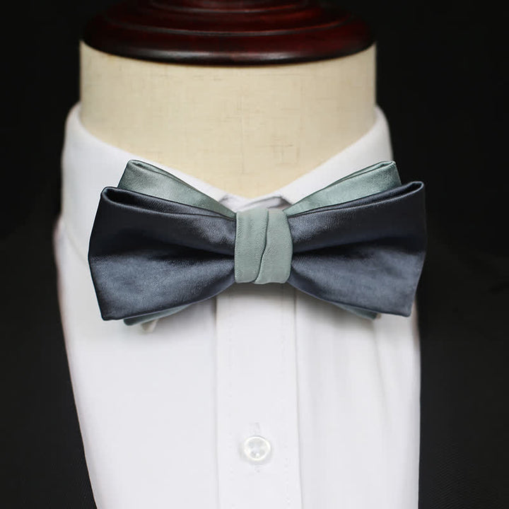 Papillon doppio strato grigio-blu verde pallido da uomo