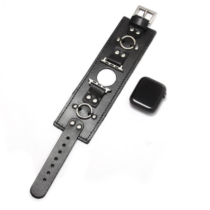 Cinturino per smartwatch Ring Decor in vera pelle - Nero - Dimensioni quadrante orologio 42mm/44mm - image 9