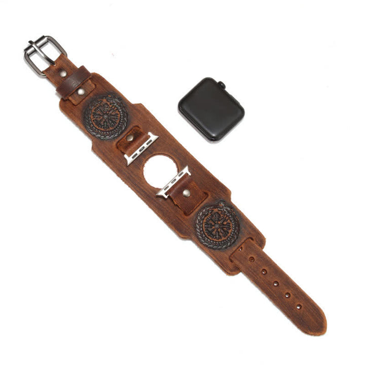 Cinturino per orologio in pelle con bussola vichinga e drago totem - Marrone - Dimensioni quadrante orologio 42mm/44mm - image 11