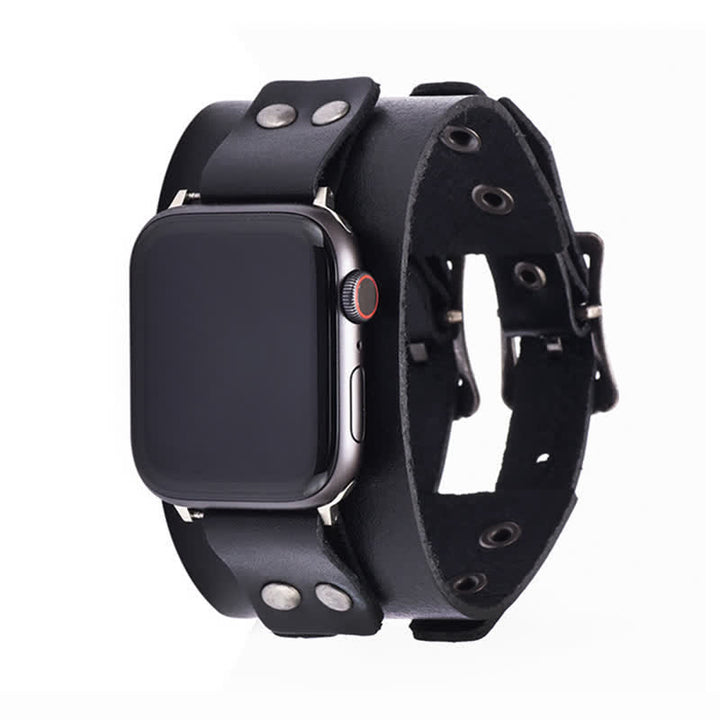 Elegante cinturino doppio in vera pelle per orologio