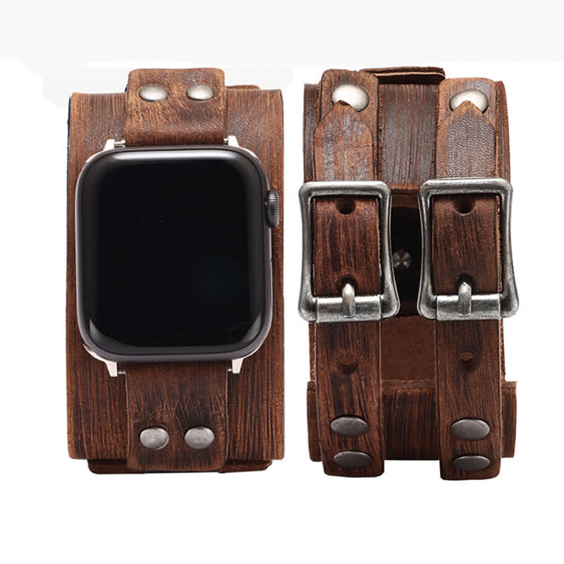 Elegante cinturino doppio in vera pelle per orologio