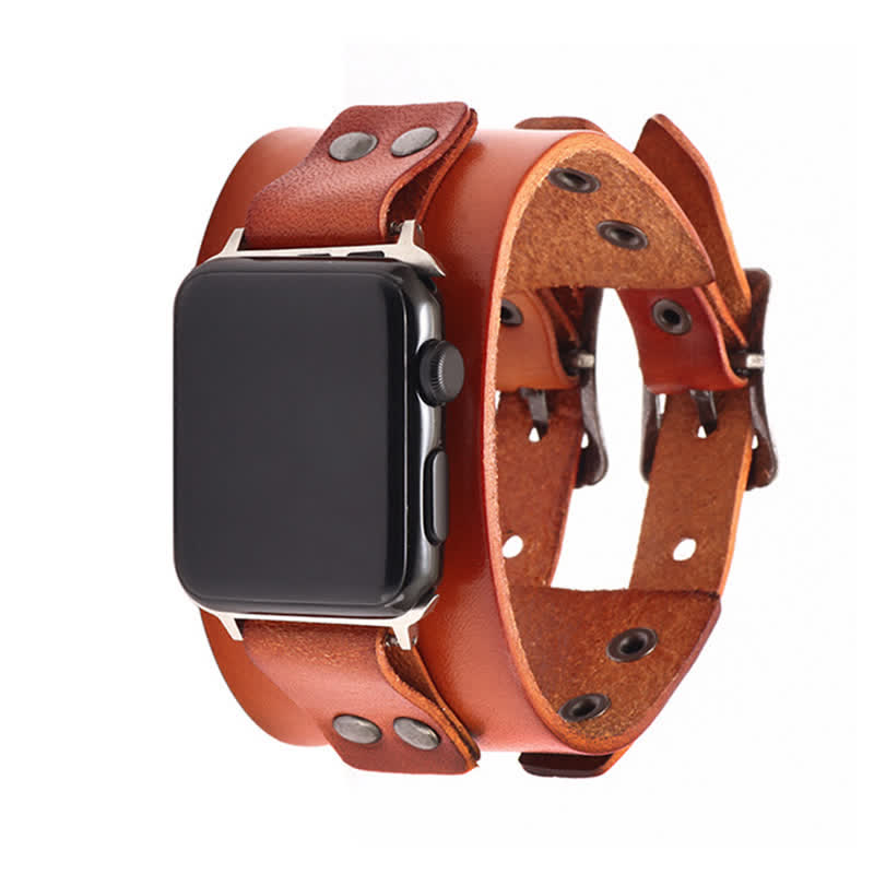 Elegante cinturino doppio in vera pelle per orologio
