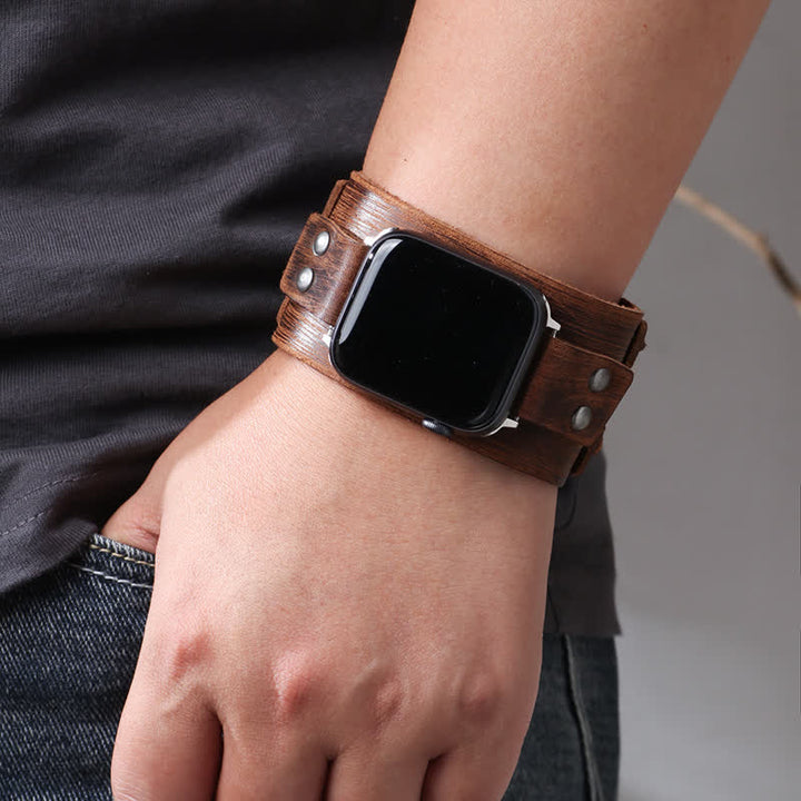 Elegante cinturino doppio in vera pelle per orologio