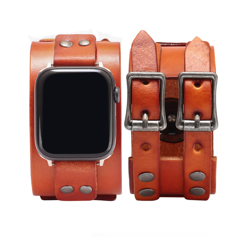 Elegante cinturino doppio in vera pelle per orologio