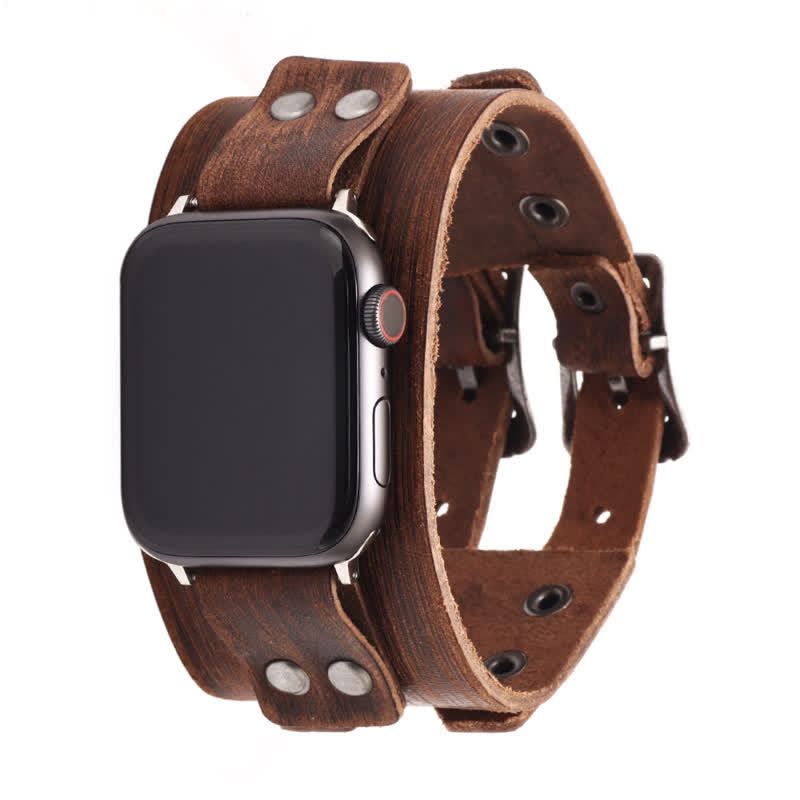 Elegante cinturino doppio in vera pelle per orologio
