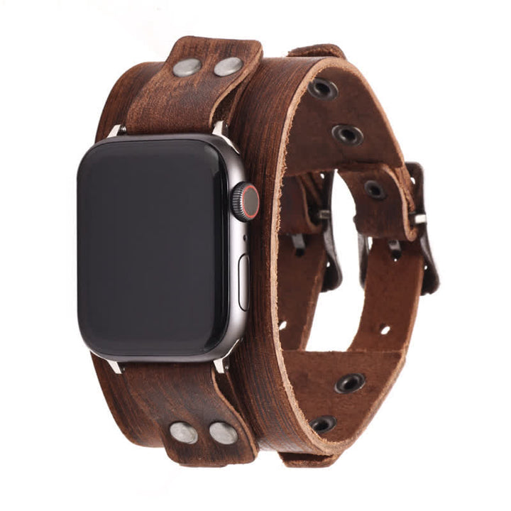 Elegante cinturino doppio in vera pelle per orologio